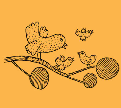 Lintuja puun oksalla.